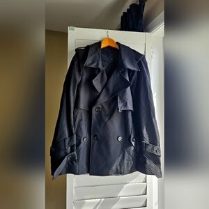 IZZUE Collection Double Breasted Pea Coat  Black Short Trenchcoat Unique size L